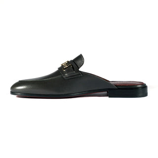 Valentino 19700/M Men's Shoes Gray Calf-Skin Leather Slipper Mules (VAL1001)-AmbrogioShoes