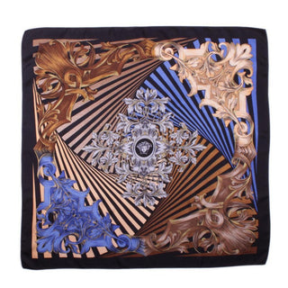 Versace Geometric Kaleidoscope Pattern Shawl In Brown, Beige & Blue(VER107)-AmbrogioShoes