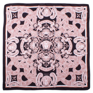 Versace Medusa Geometric Baroque Lion Pattern Shawl In Black &amp; Pink(VER120)-AmbrogioShoes