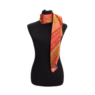 Versace Scarf Floral Ganimede Shawl In Coral, Red & Gold (VER104)-AmbrogioShoes