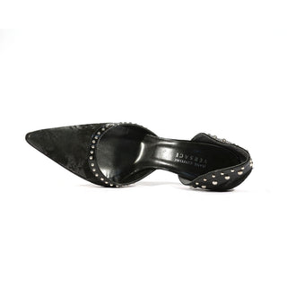 Versace Women's Black Calf-Skin Leather Pumps Designer Shoes (V1502)-AmbrogioShoes