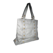 Dellamoda White Lamb Leather Handbag Colby Tote TS10-05 (DM21)-AmbrogioShoes